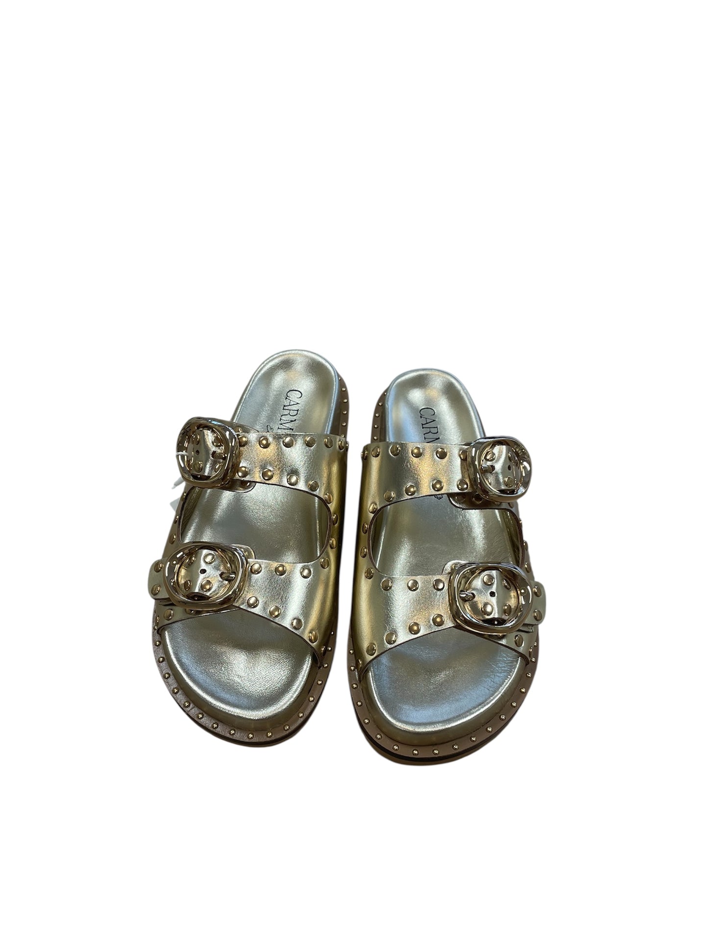 Carmela gold leather stuffed mules - Melissakshoes