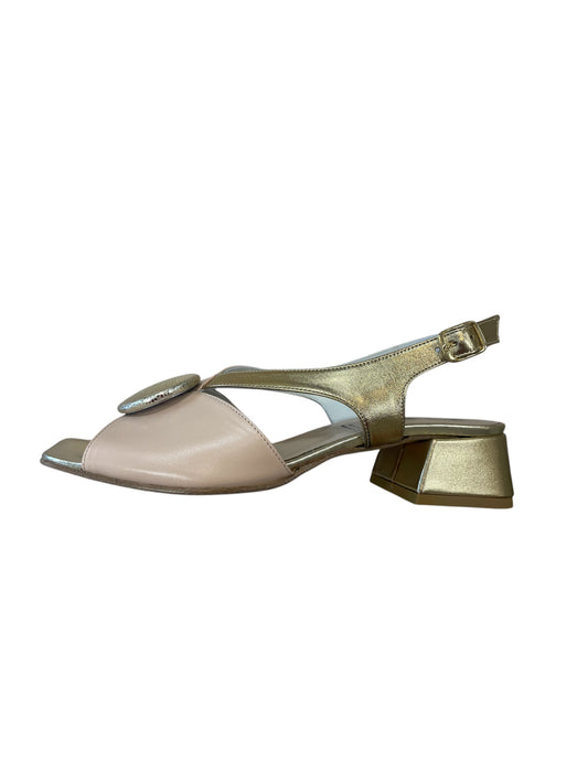 Repo pink and gold leather slingbacks