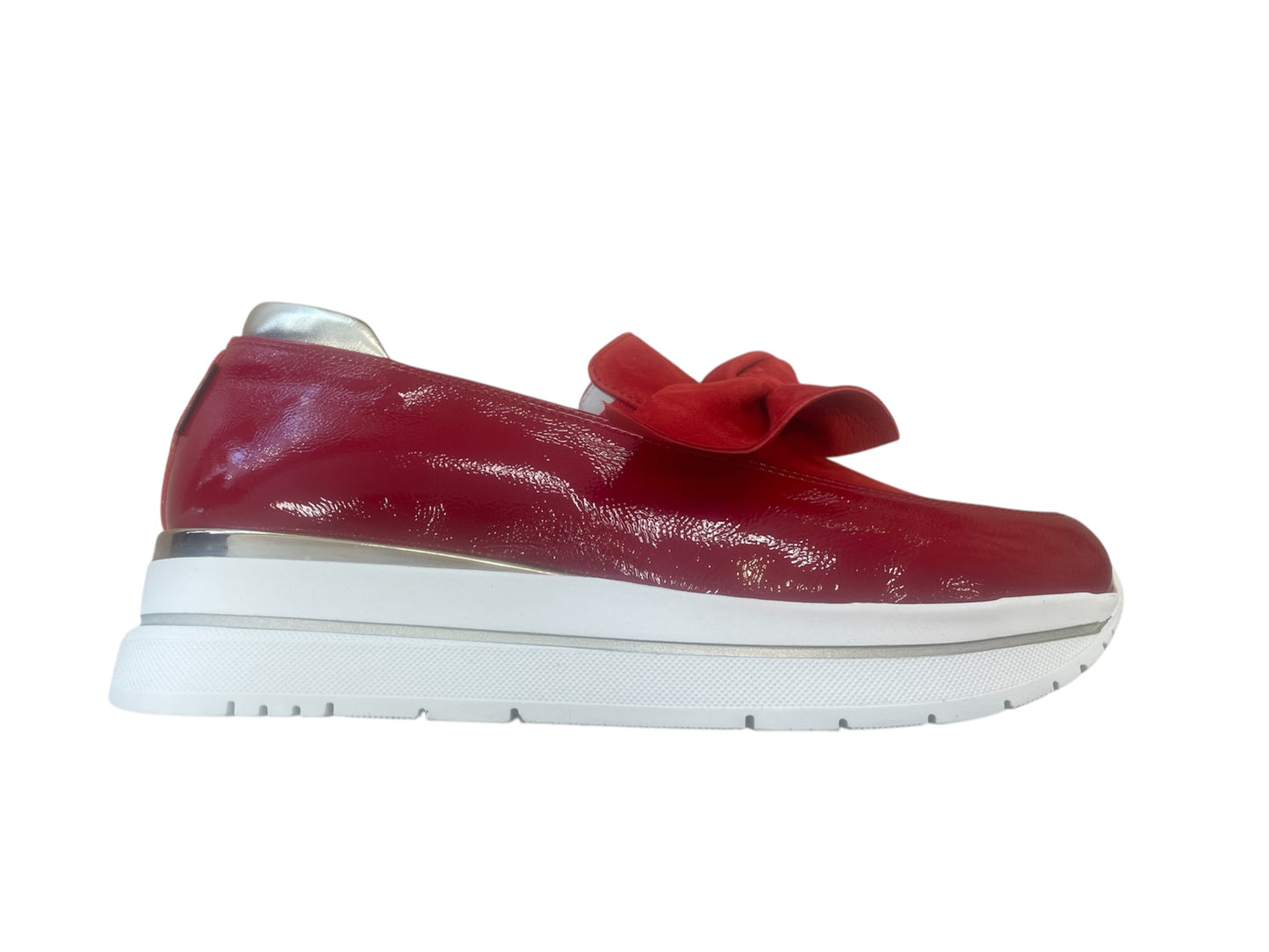 Marco moreo red leather and suede platform loafers