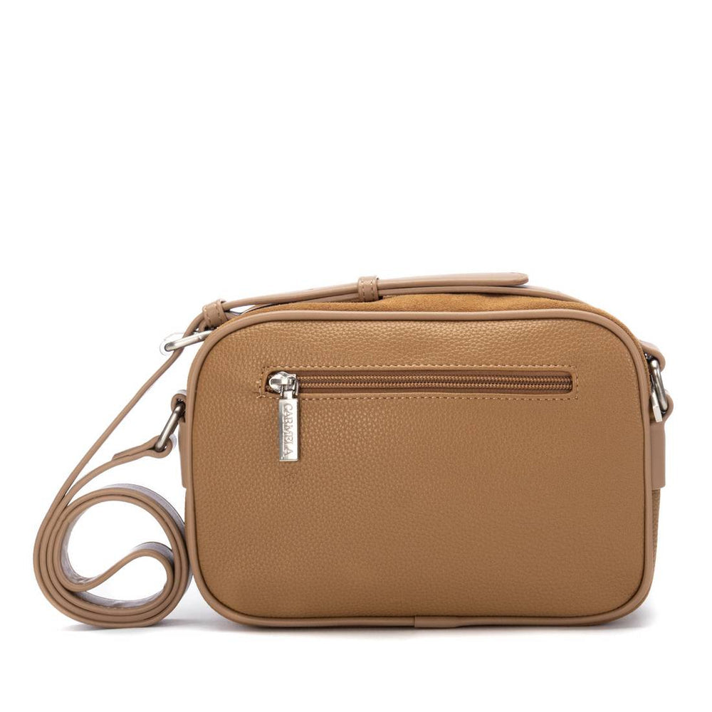 Carmela tan suede and leather crossbody handbag