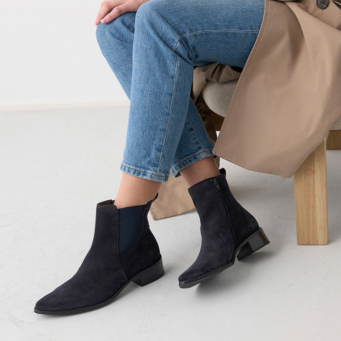 Paul Green navy suede Chelsea ankle boots