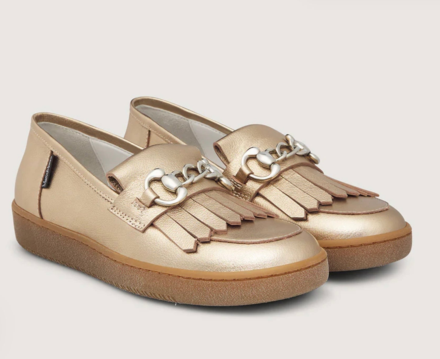Marco Moreo gold Leather Loafer with silver Accent