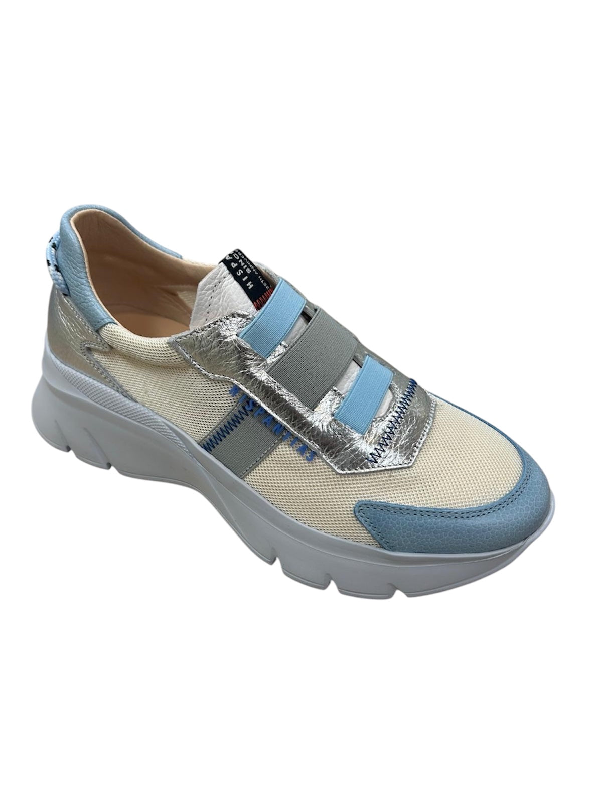 Hispanitas blue and silver leather platform sneaker