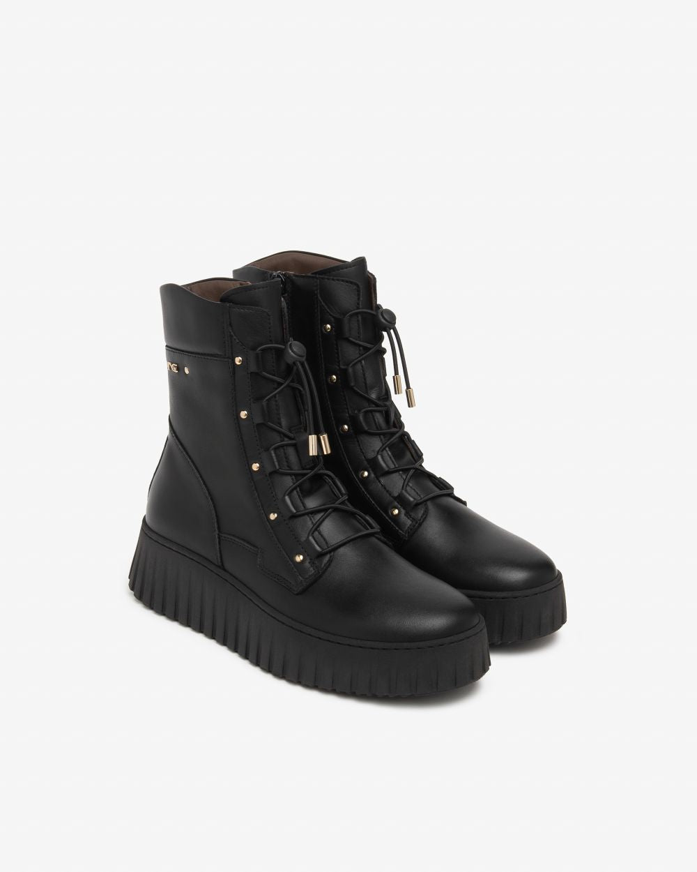 NeroGiardini black leather wedge ankle boots