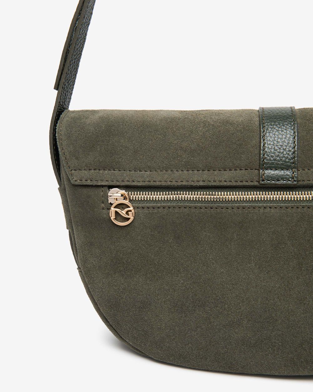 NeroGiardini olive green suede leather crossbody