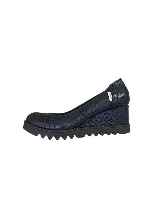Marco Moreo navy leather wedge shoes