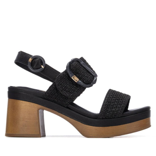 Carmela black raffia slingback sandals with block heel