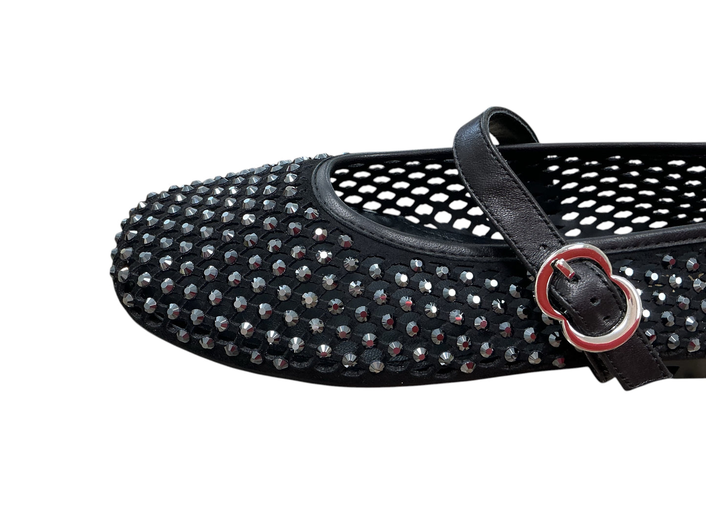Pedro anton black leather Mary Jane pump with diamanté detail