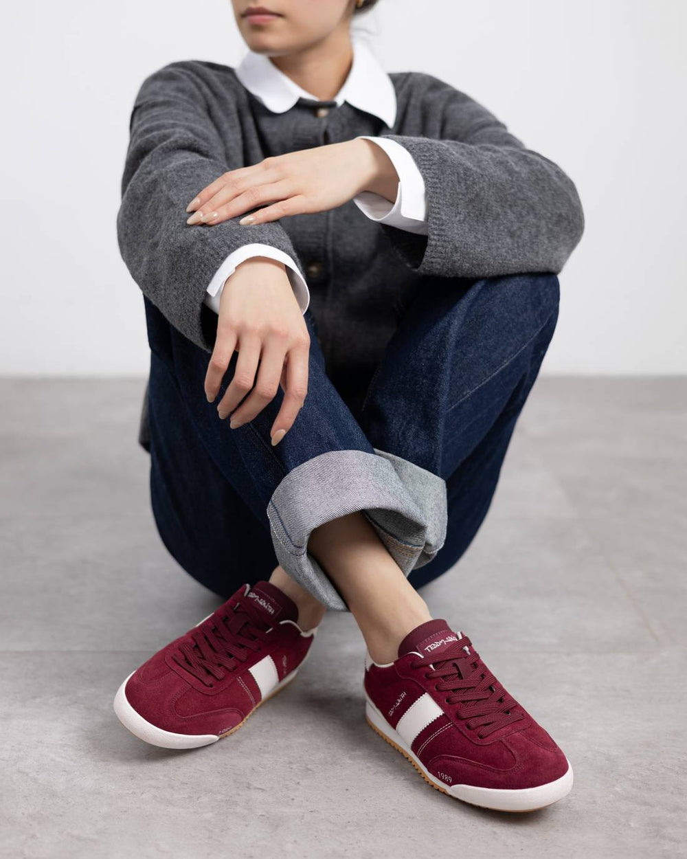 Teddy Smith burgundy retro sneakers