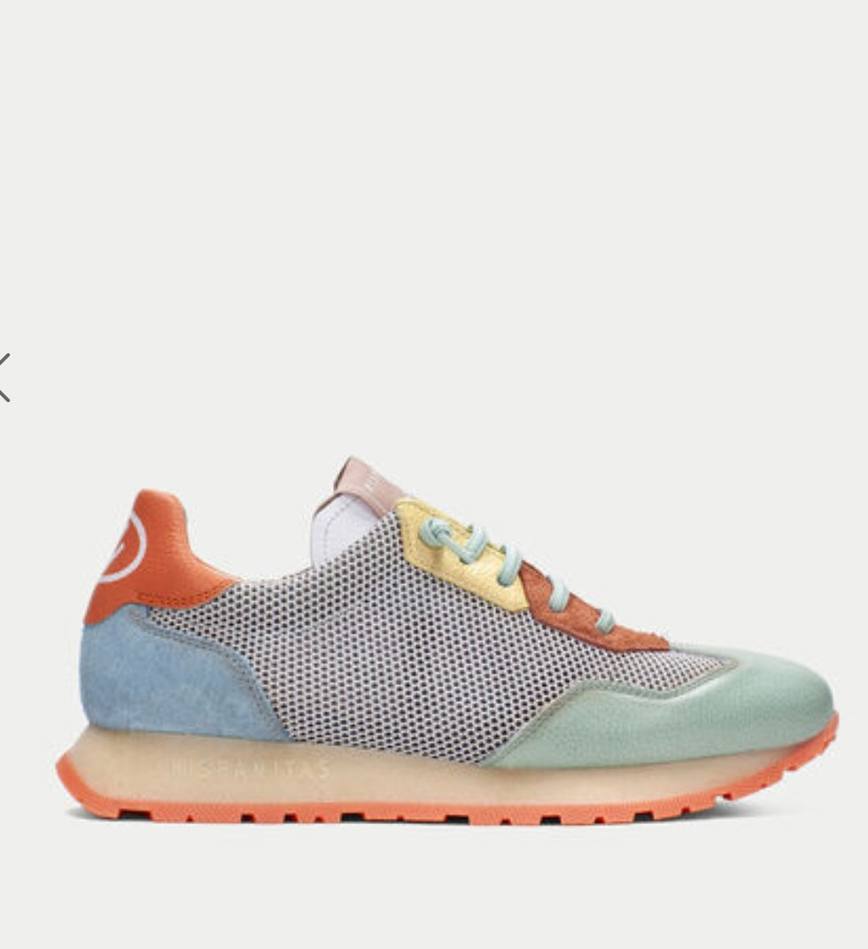Hispanitas leather orange blue and green sneaker