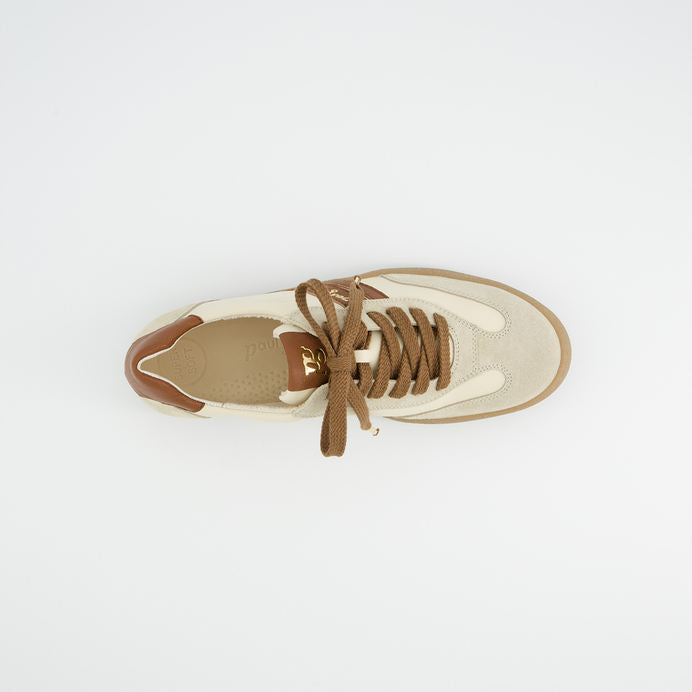 Paul Green cream and tan leather and suede sneakers - Melissakshoes