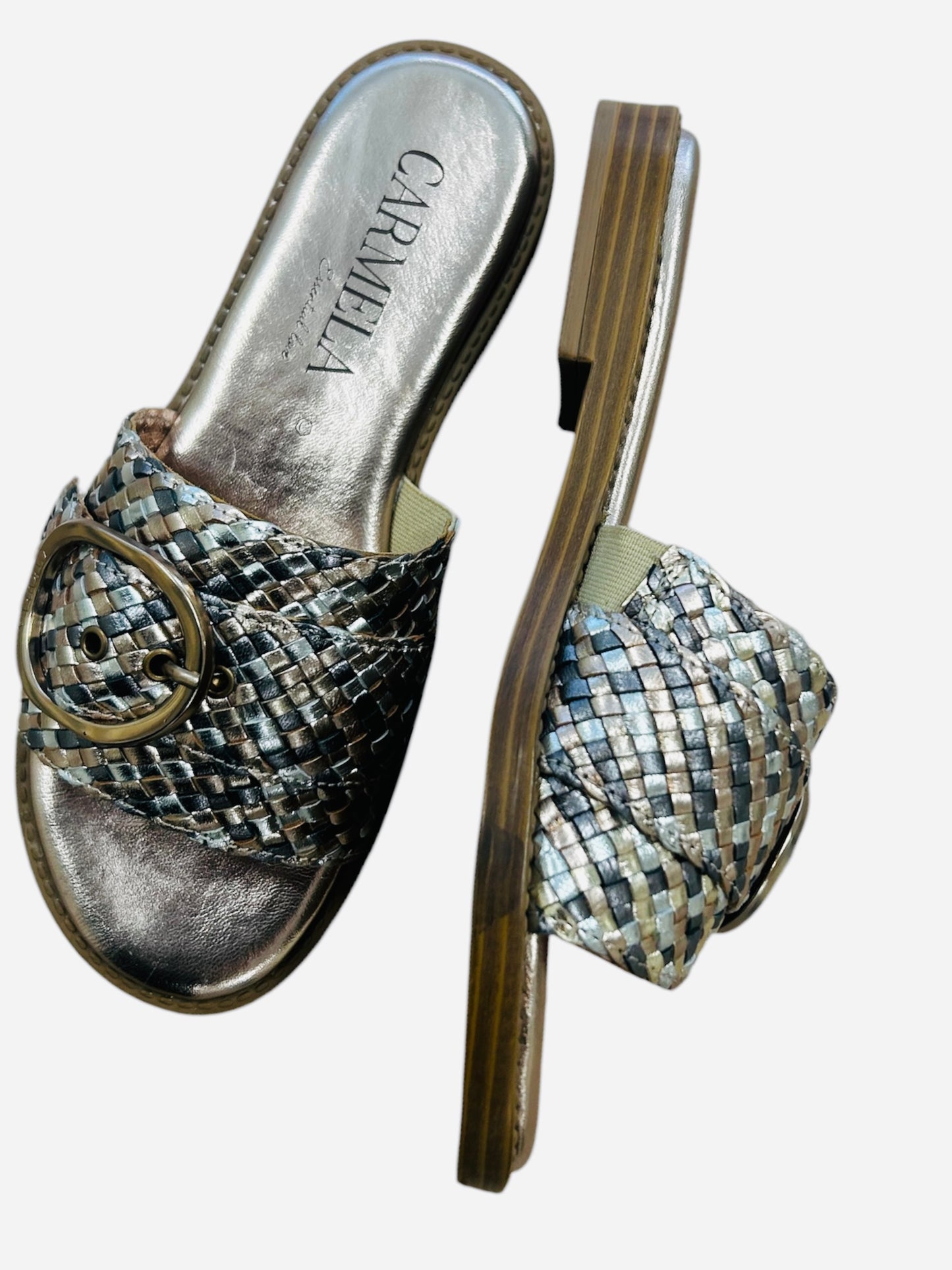 Carmela woven metallic slides - Melissakshoes