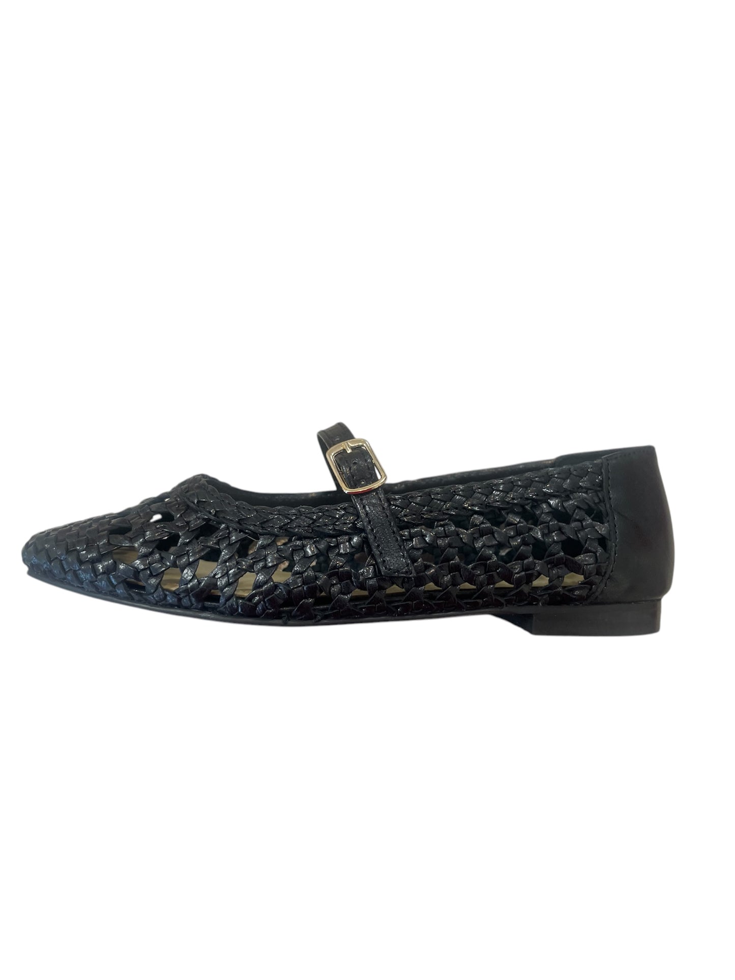 Repo black raffia ballerinas