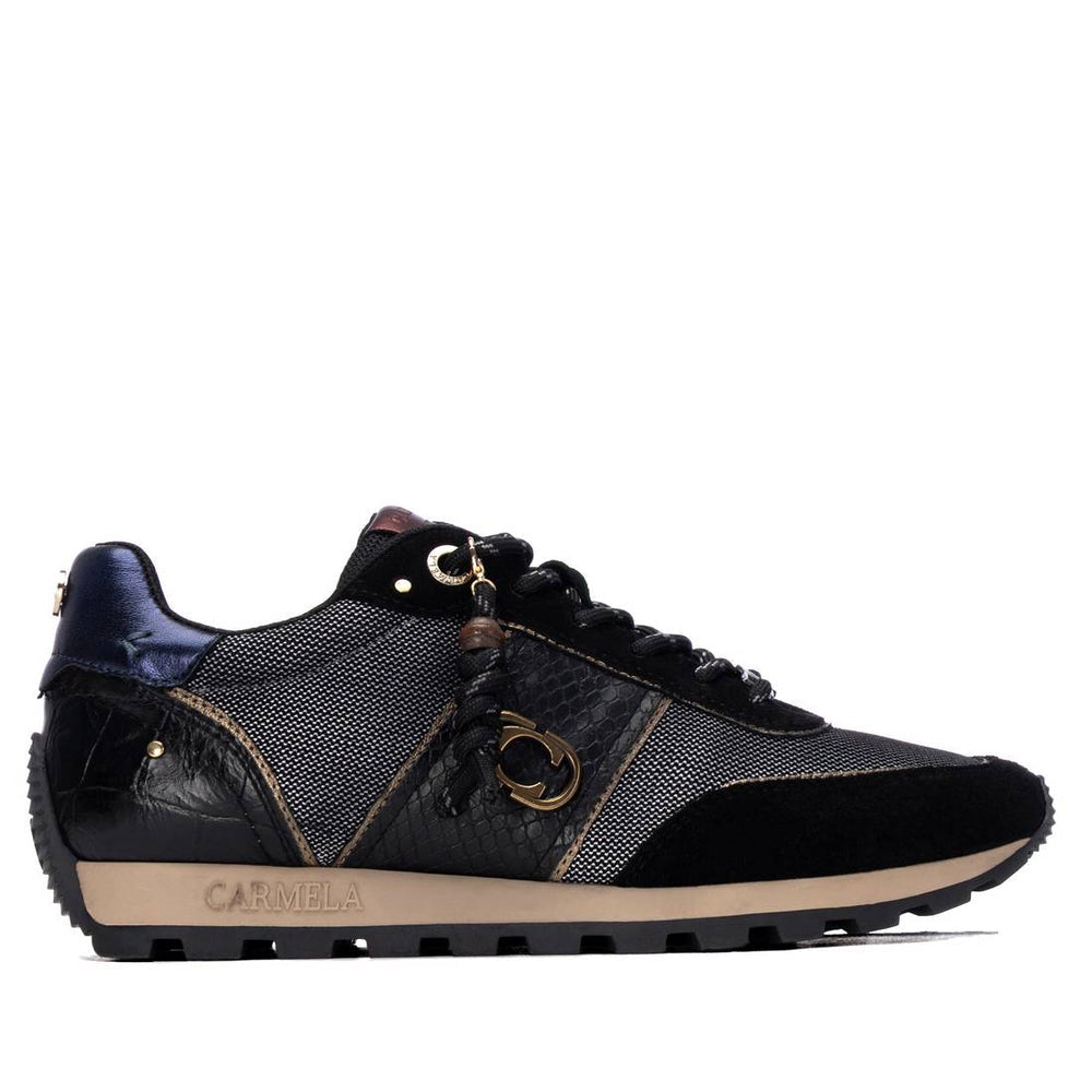 Carmela black leather and suede sneakers
