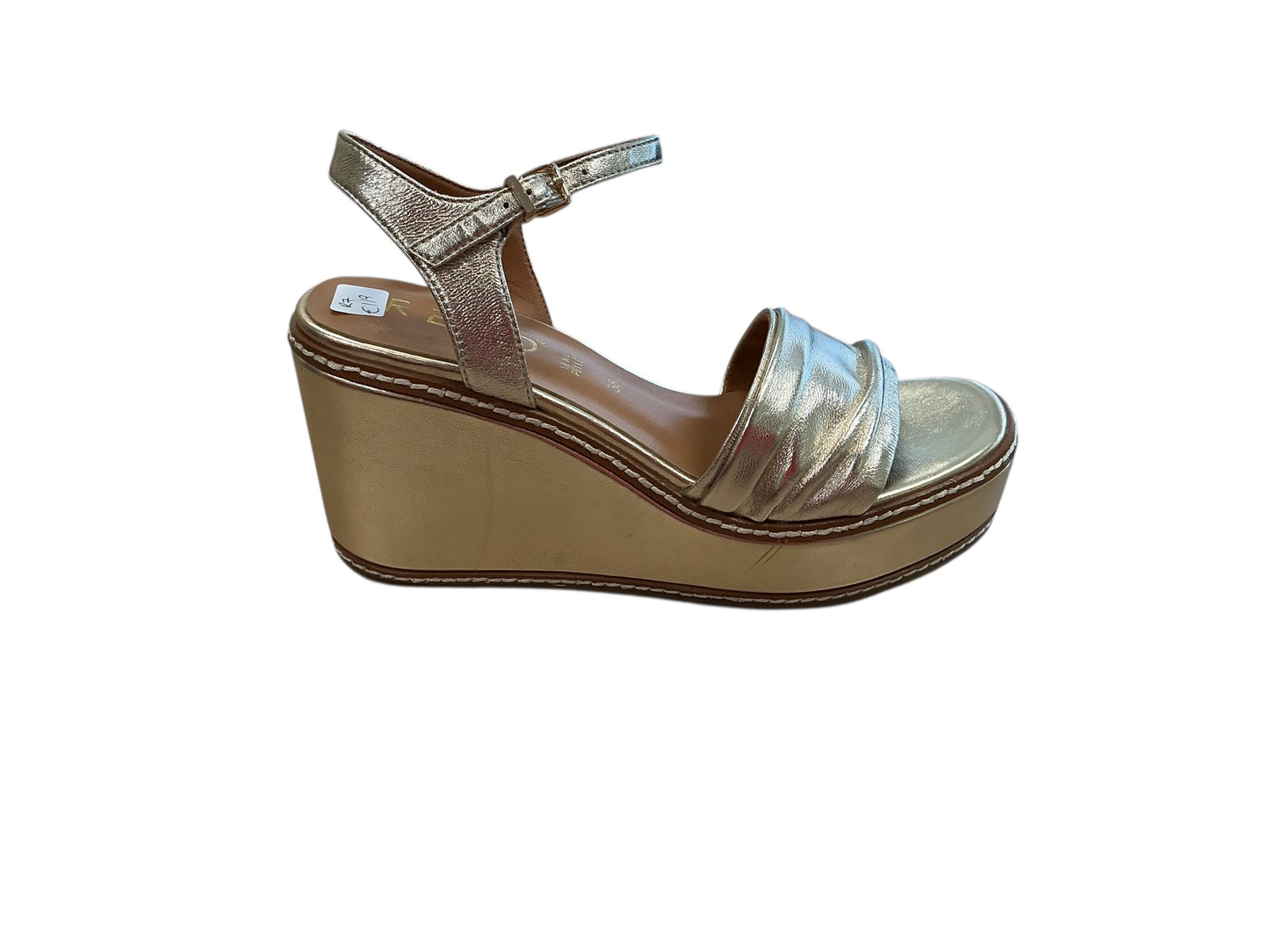 Repo metallic gold leather wedge sandals - Melissakshoes