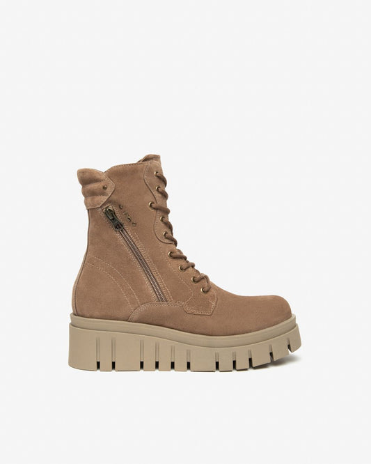 NeroGiardini beige suede combat boots