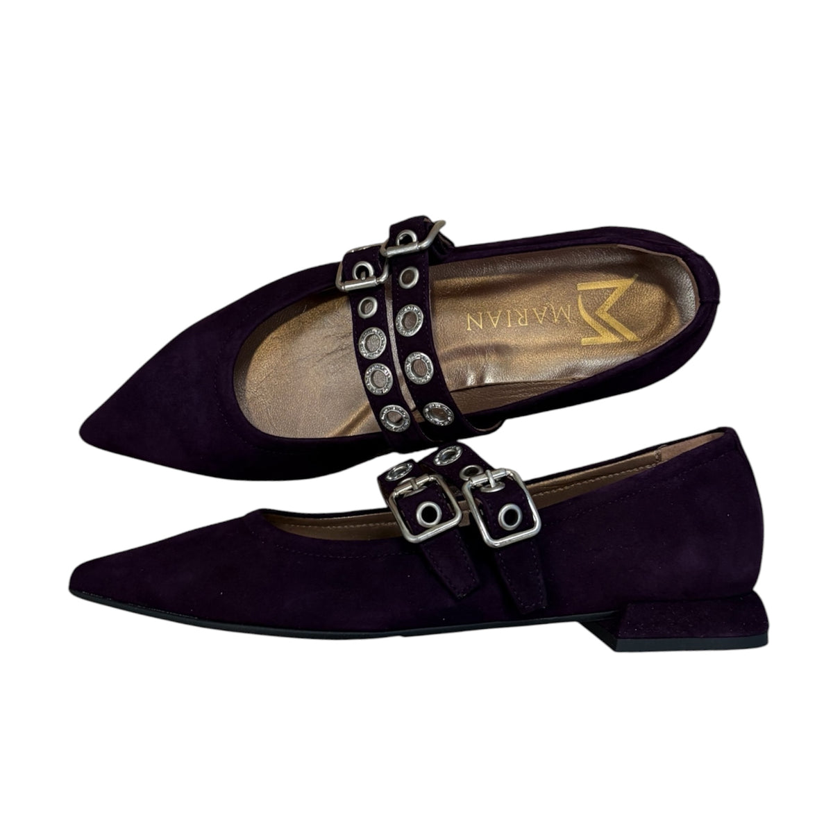 Marian Plum Purple suede Double-Strap Mary Jane Shoes