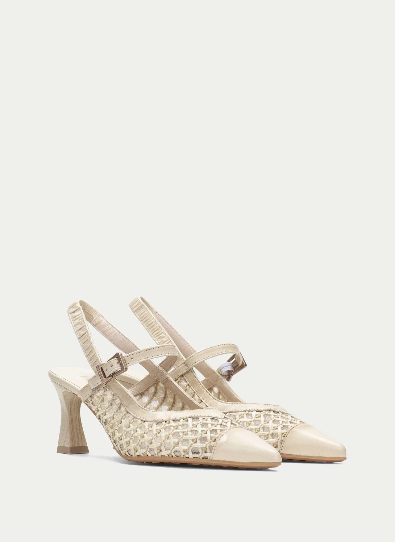 Hispanitas cream raffia and leather Mary Jane pointed slingback shoes - Melissakshoes
