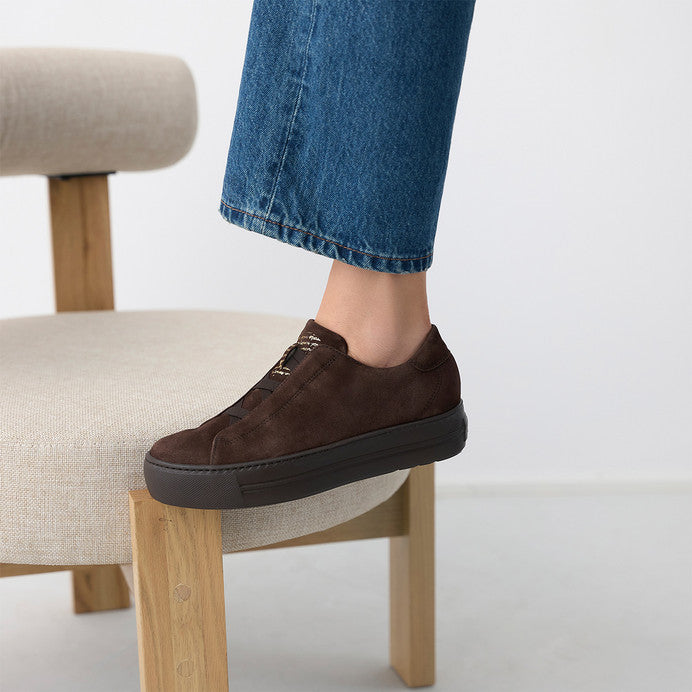 Paul Green brown velour leather slip on sneakers