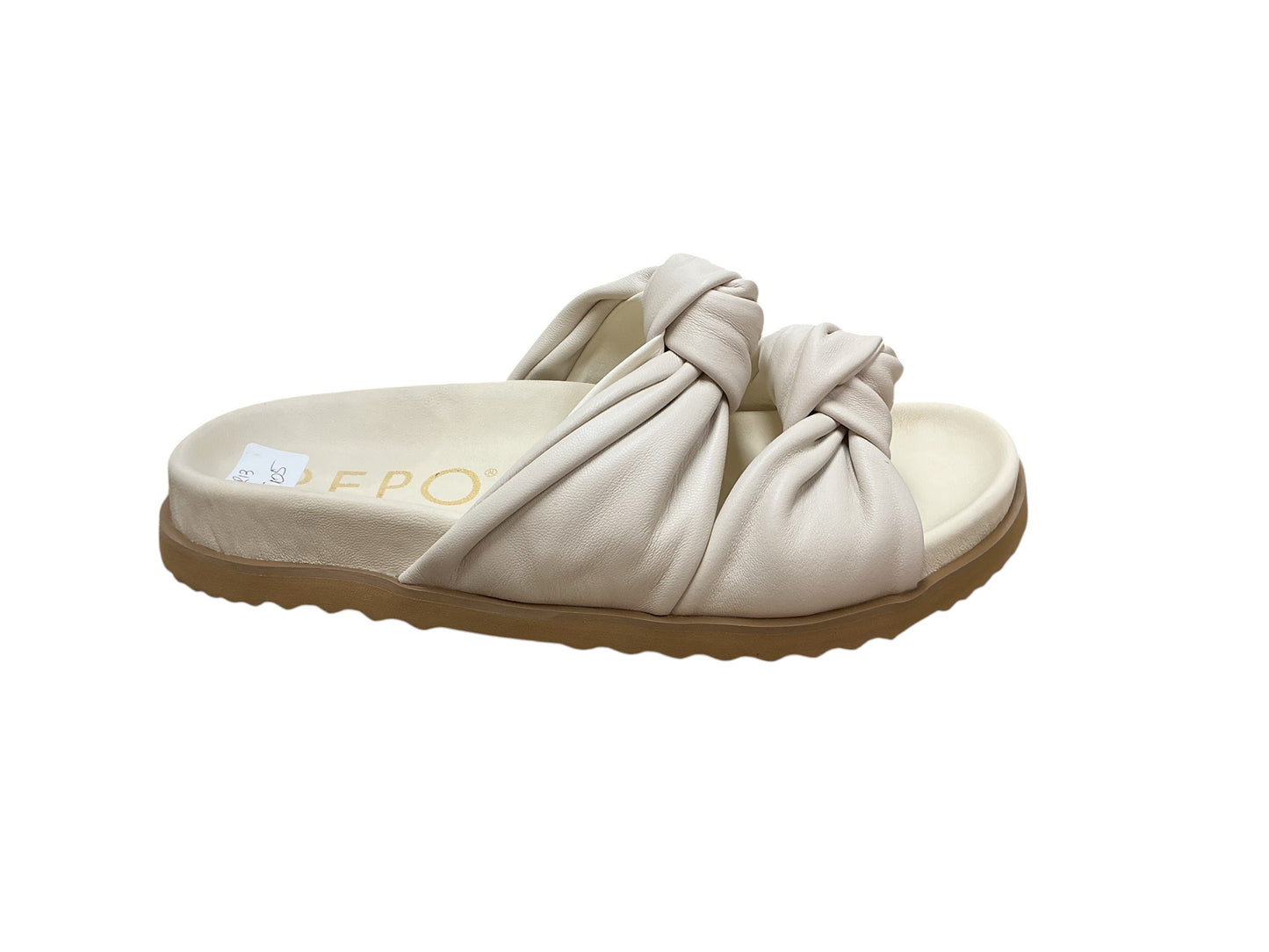 Repo cream leather slide with knot detail