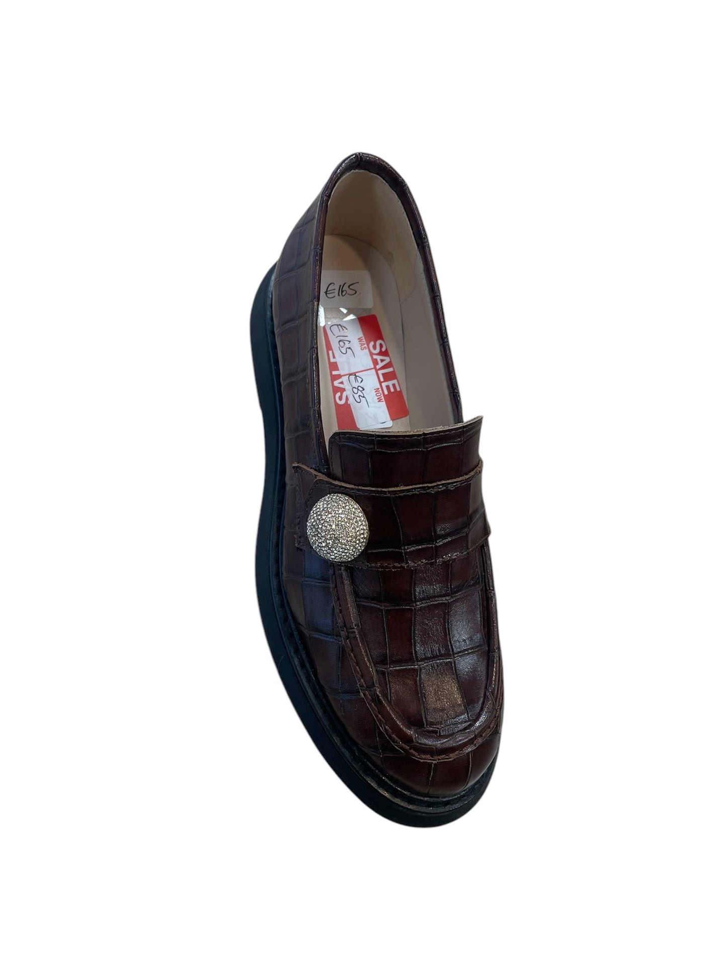 Marian leather brown croc moccasins
