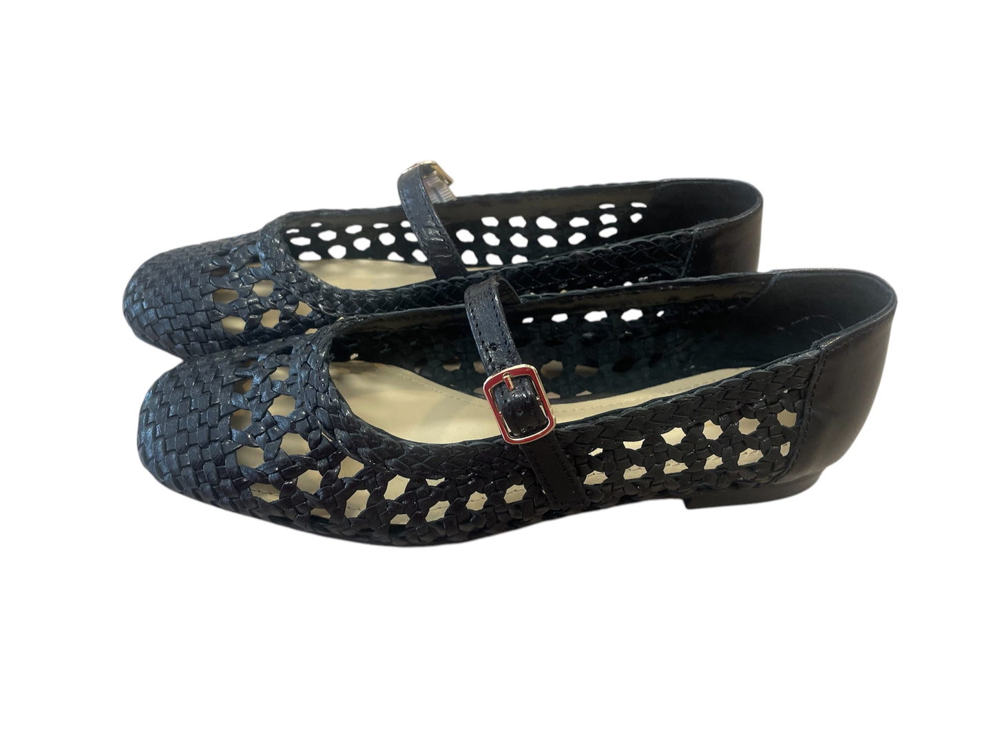 Repo black raffia ballerinas