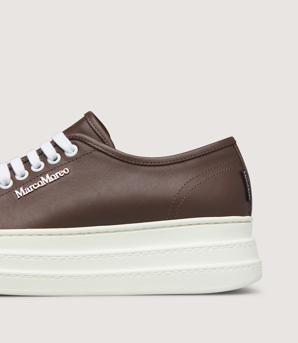 Marco Moreo brown leather platform sneaker