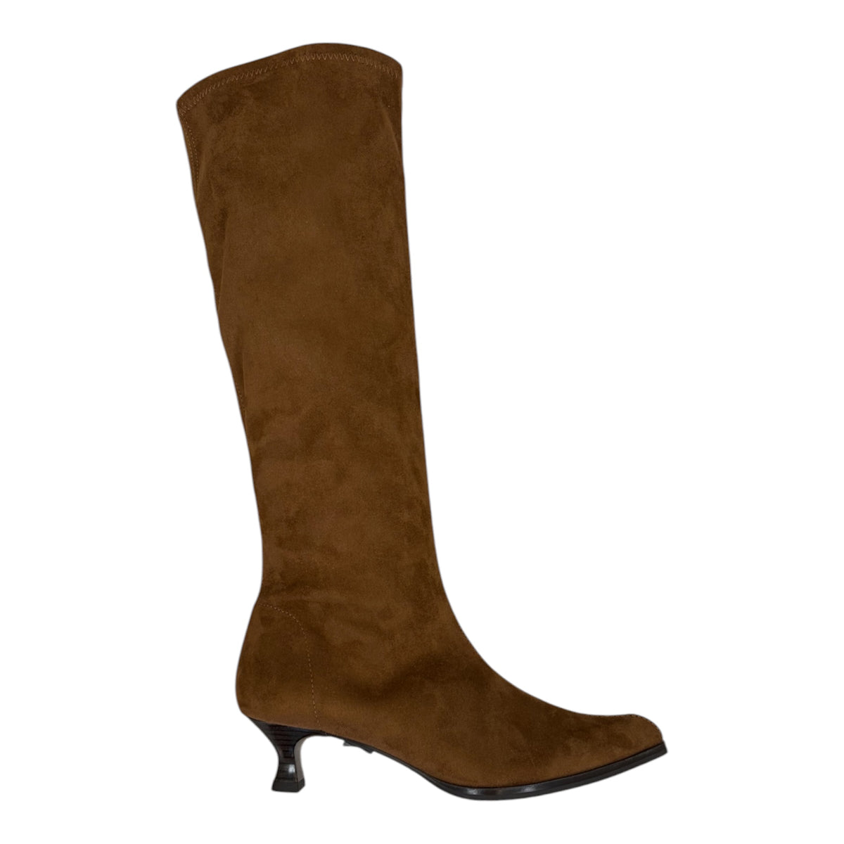 Miss Elastic tan suede effect stretch  knee high boots M8