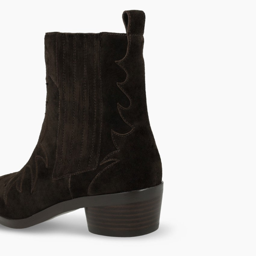 Lodi Telmos chocolate western style ankle boot
