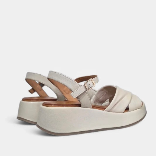 Repo beige leather platform sandals