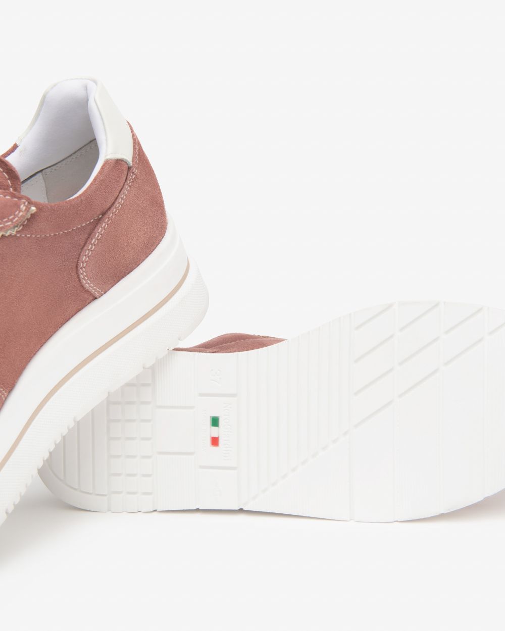 NeroGiardini dusty pink suede platform wedge sneakers - Melissakshoes