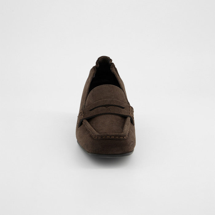Paul Green brown suede loafer with block heel