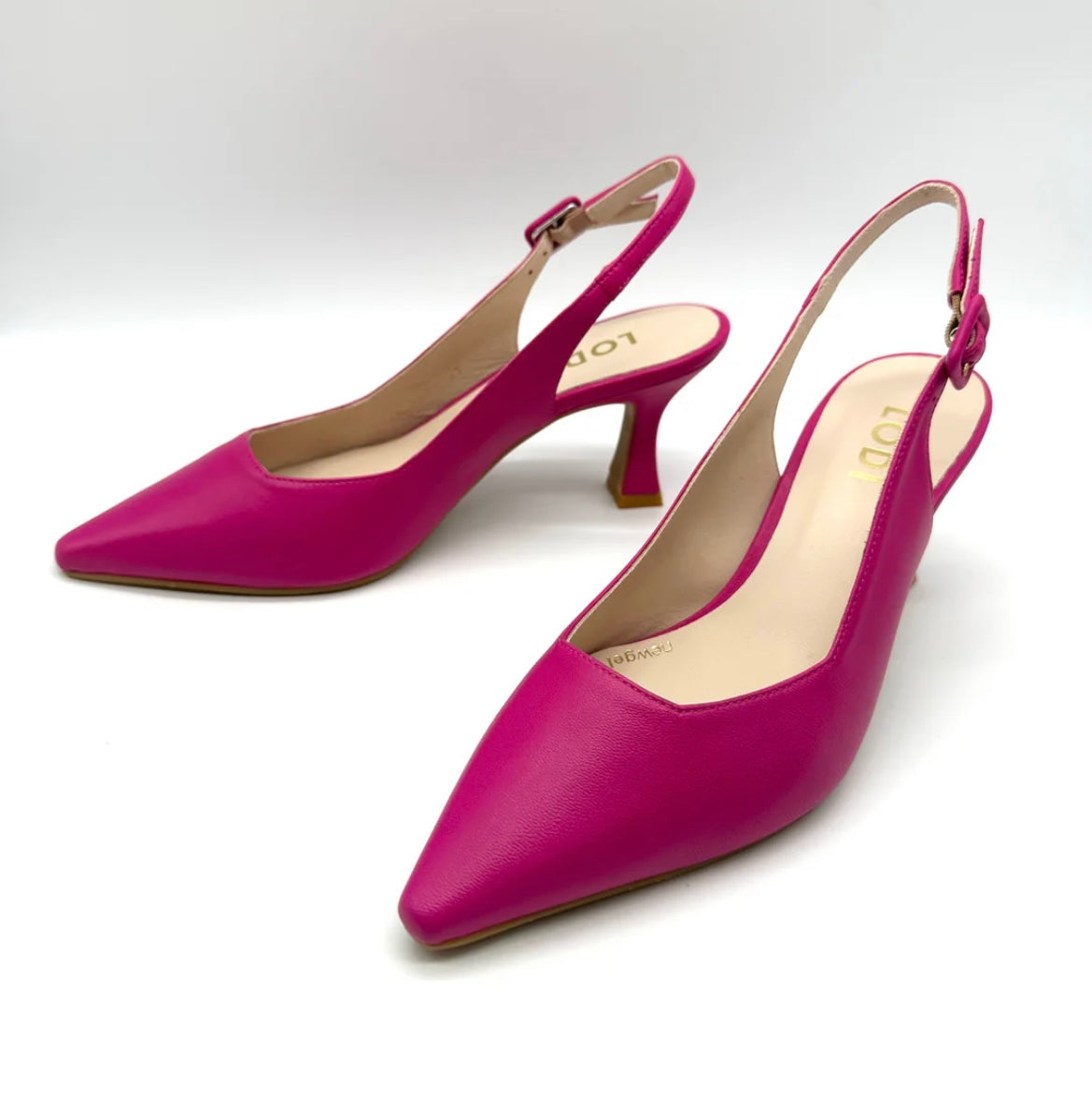 Lodi pink leather slingback pumps