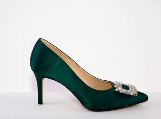 Marian dark green satin shoes