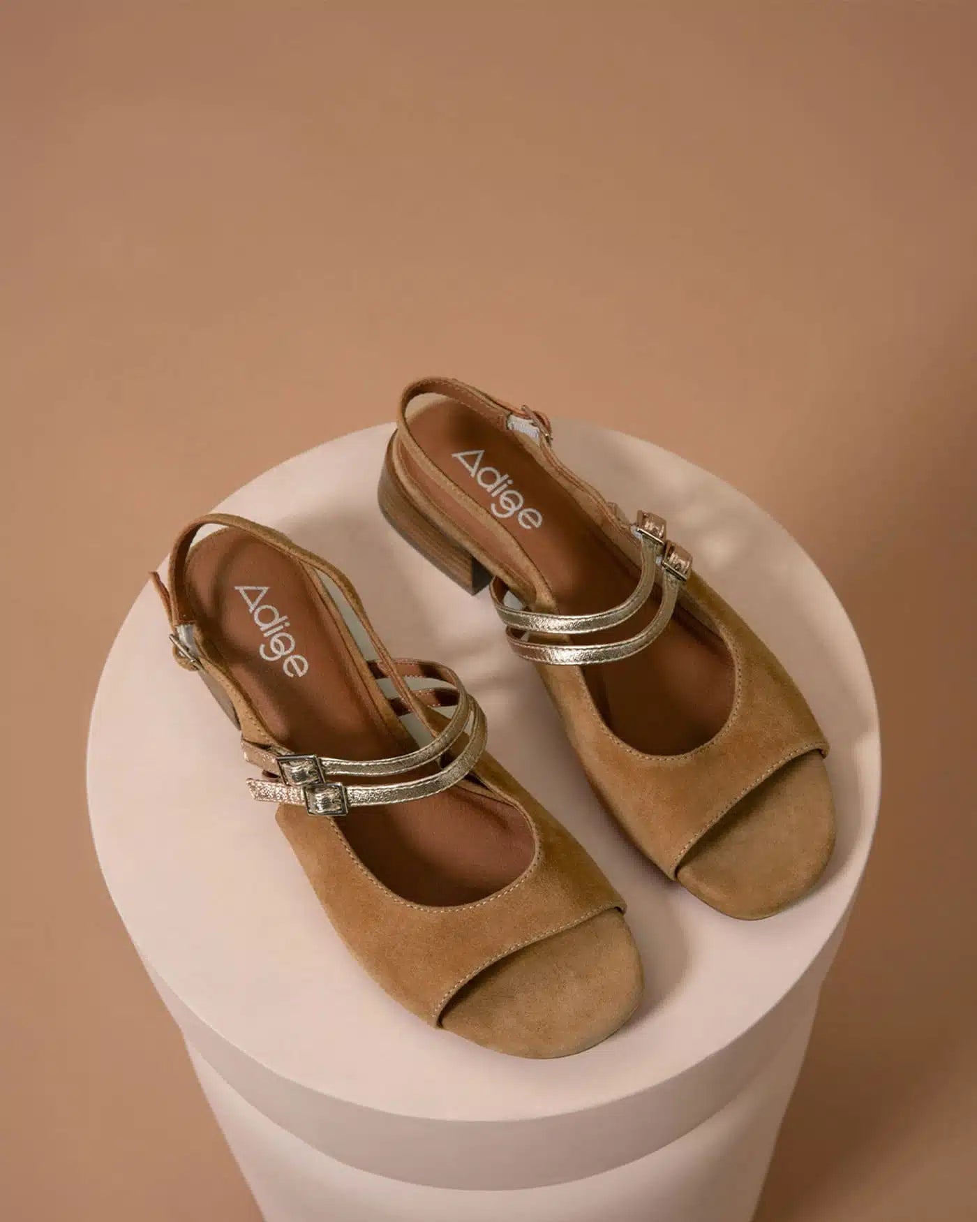 Adige tan and gold sandal - Melissakshoes