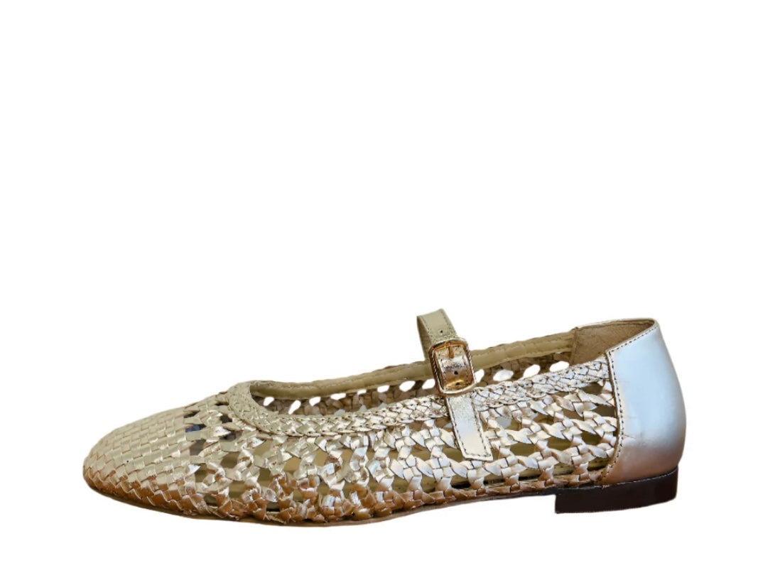 Repo gold leather ballerina shoes