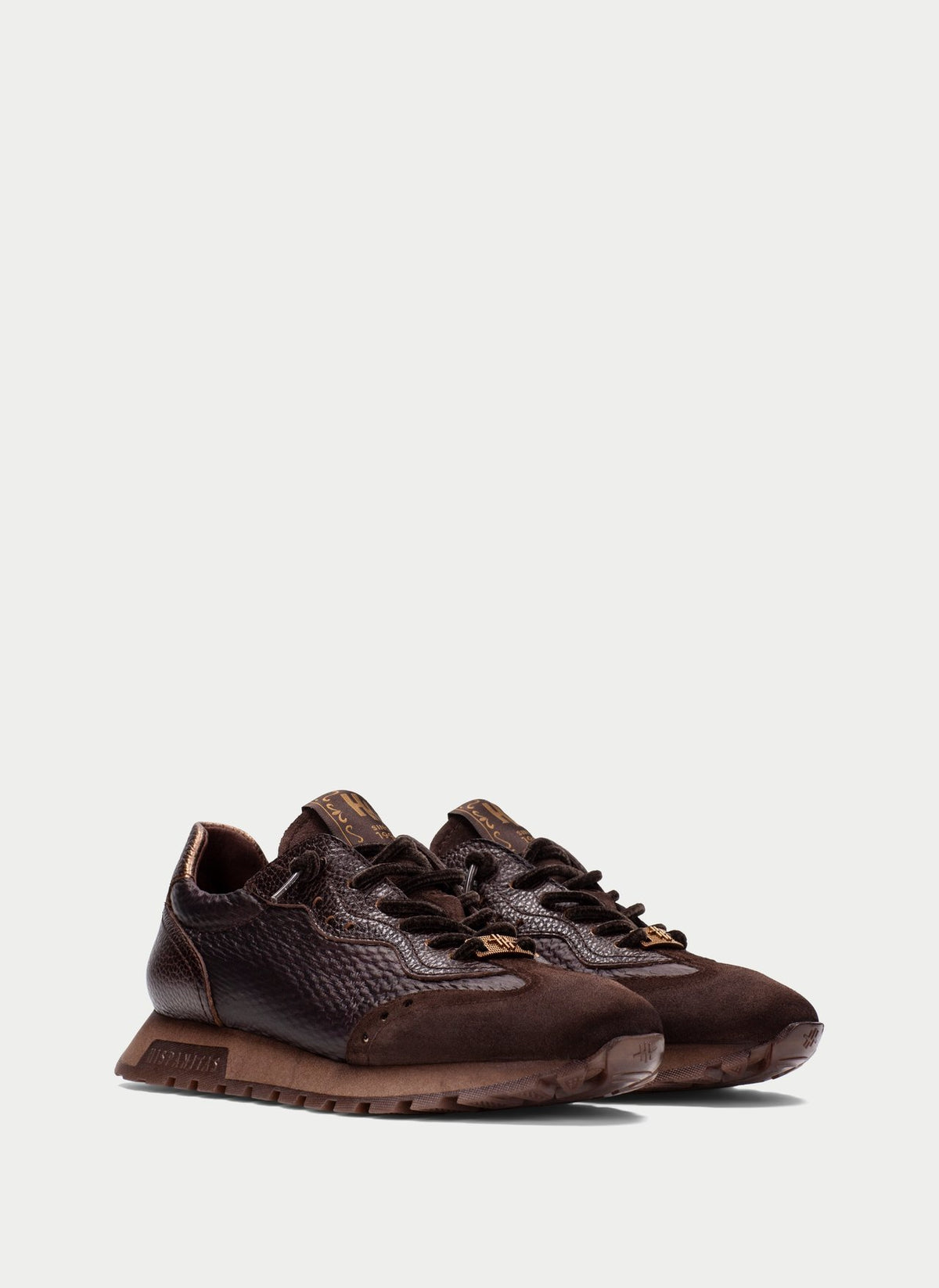 Hispanitas brown leather and suede sneakers