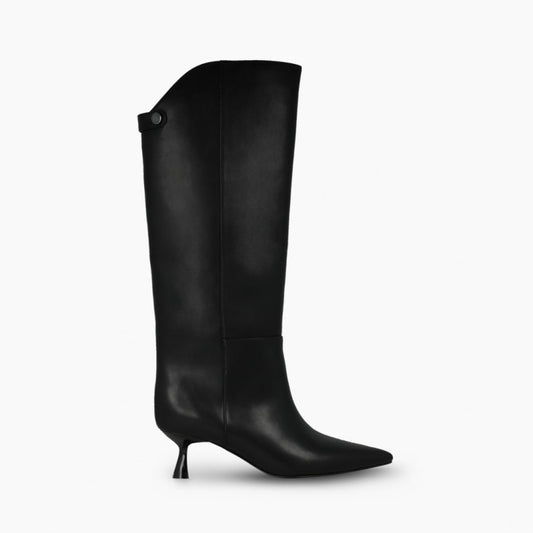 Lodi black leather knee high boots