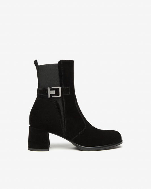 NeroGiardini black suede and fabric ankle boots