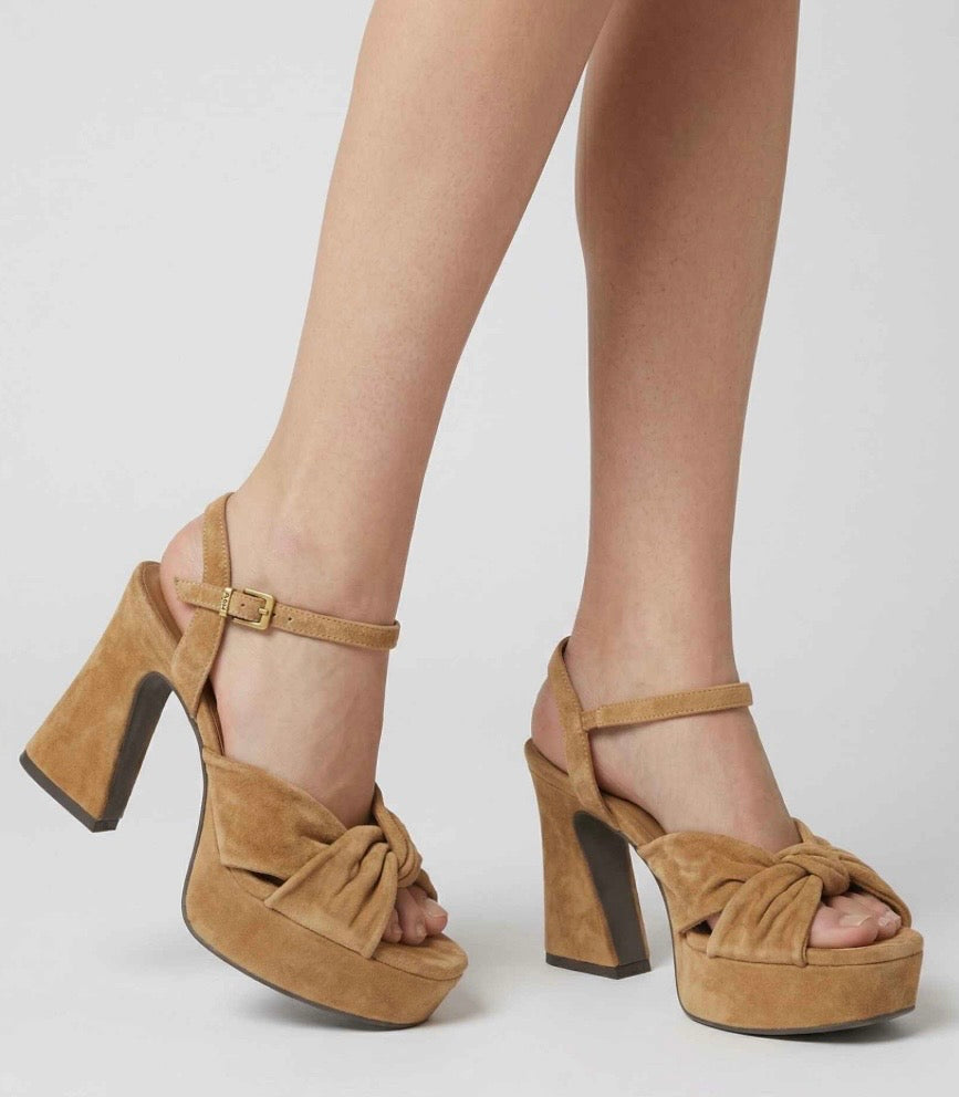 ASH Opus tan leather suede platform sandal
