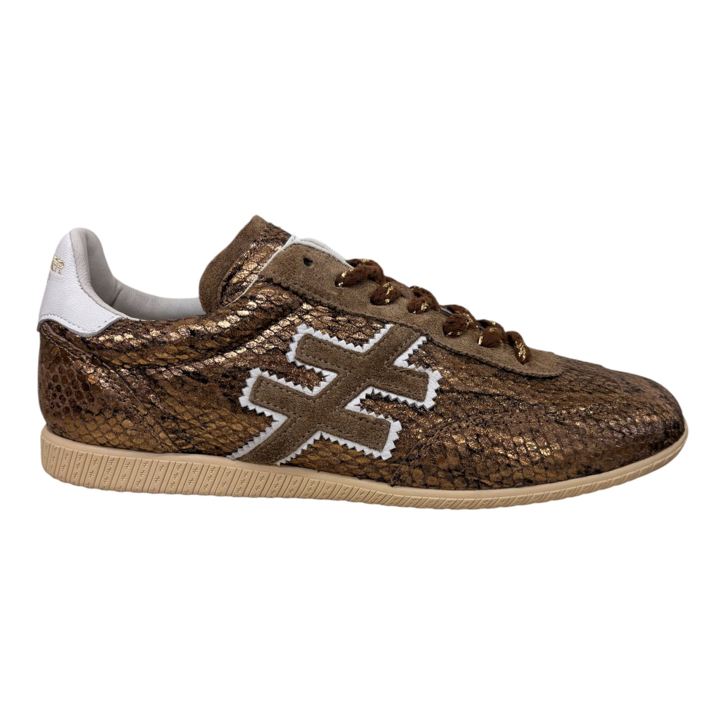 ANOTHER TREND gold snakeskin sneaker