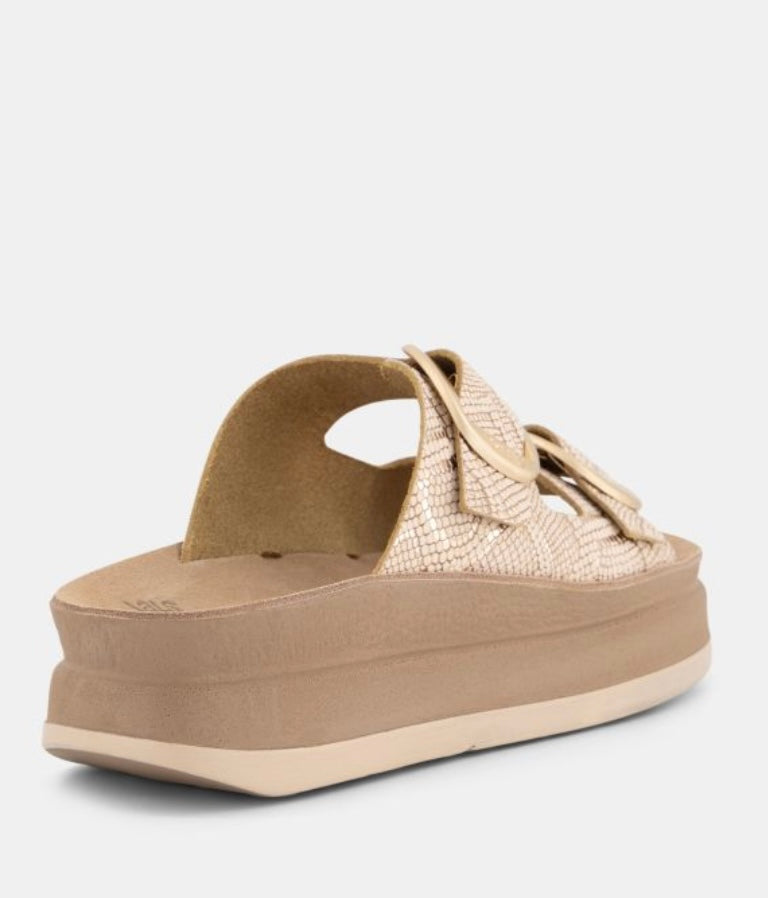Fantasy sandals rose gold leather platform sandals