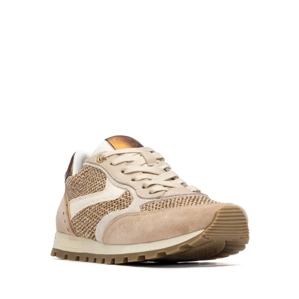 Carmela beige suede and raffia sneakers