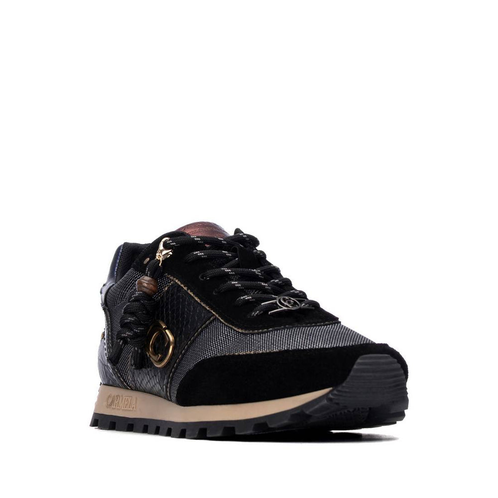 Carmela black leather and suede sneakers