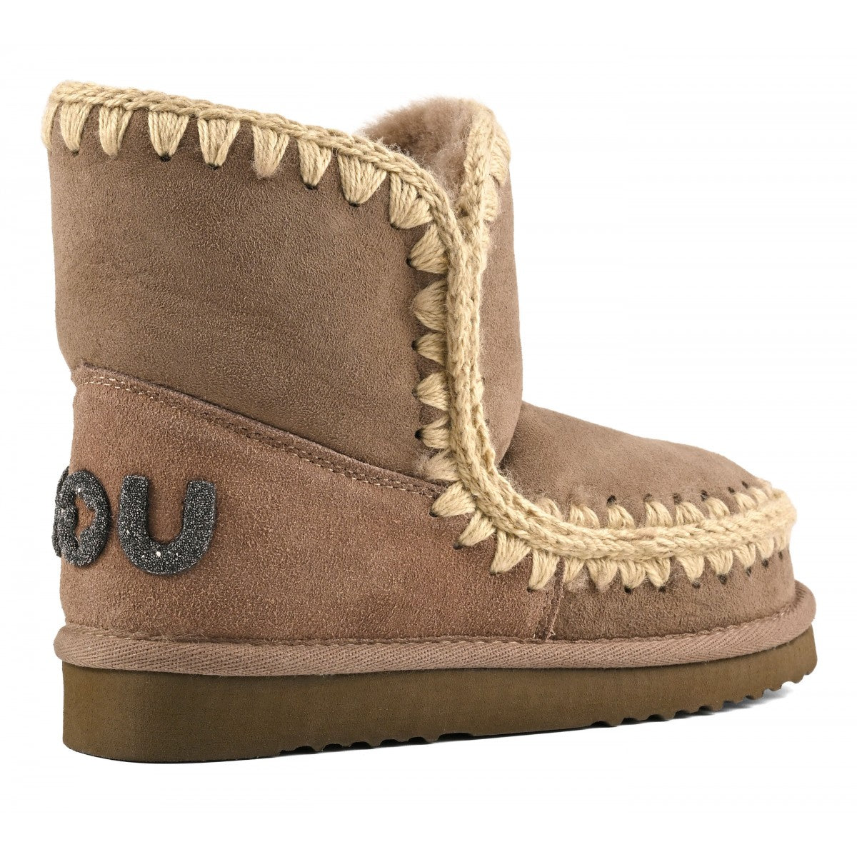 Mou sheepskin ankle boots with glitter logo M4