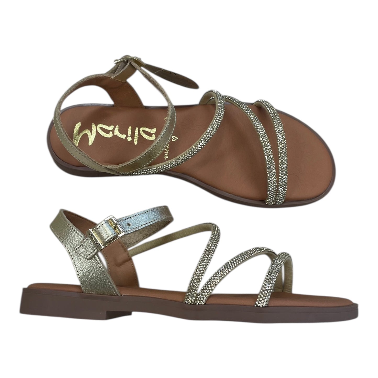 Marila gold leather flat sandals