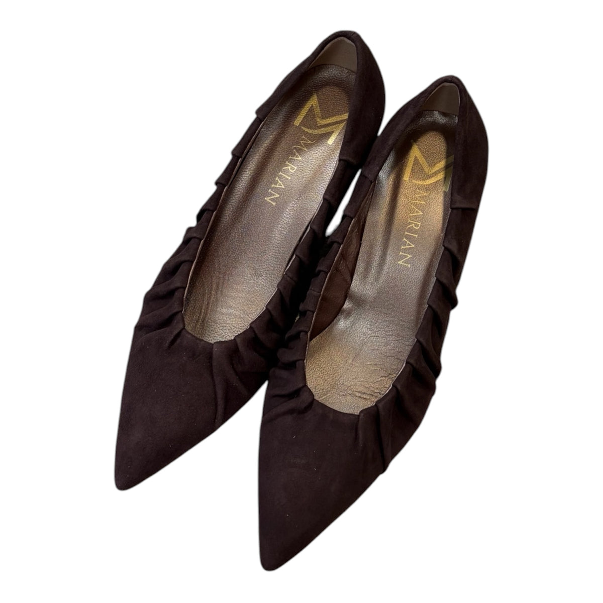 Marian brown suede court shoes