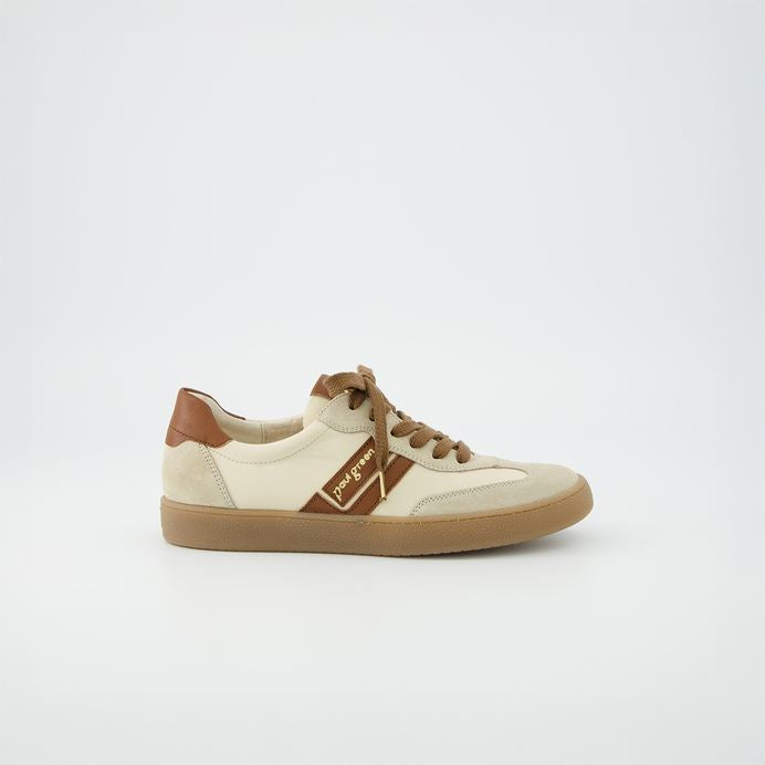 Paul Green cream and tan leather and suede sneakers - Melissakshoes