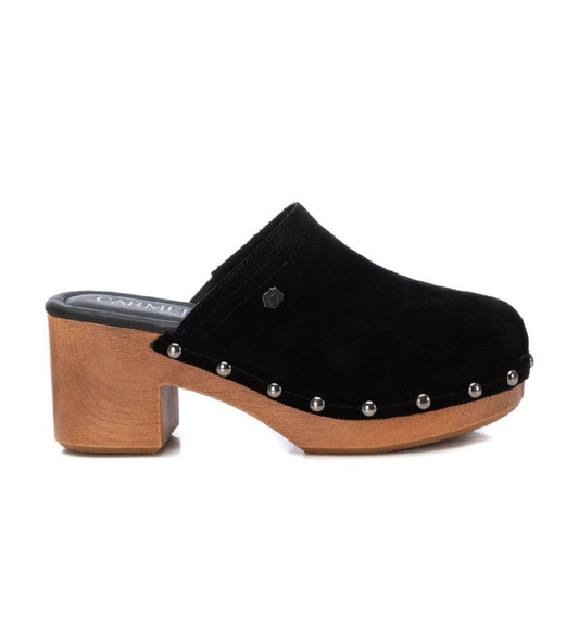 Carmela black suede clogs