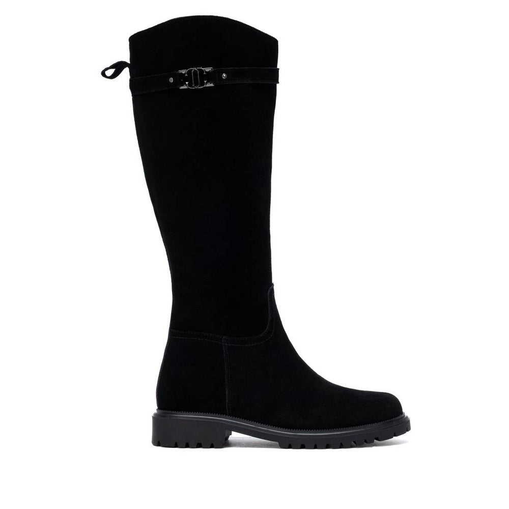 Carmela black suede knee high boots